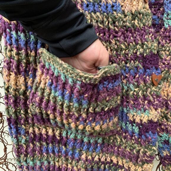 Vintage handmade oversize knit cardigan sweater cozy - Picture 4 of 7